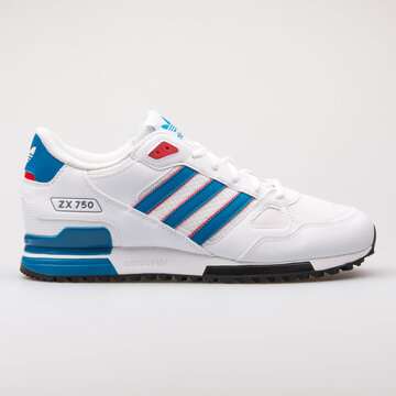 VIENNA, AUSTRIA - AUGUST 23, 2017: Adidas ZX 750 white and blue sneaker on  white background. Stock Photo | Adobe Stock