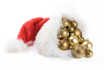 santa claus hat with christmas balls