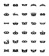 Carnival Mask Glyph Vector Icons