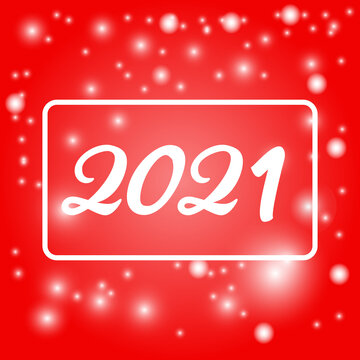 Holiday card 2021. New year 2021. Red background with bokeh and light