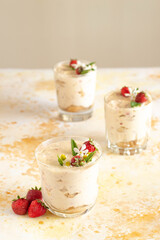  Italian dessert tiramisu with strawberry