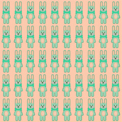 Vector seamless children's pattern with hand drawn bunny. Pattern is suitable for wrapping paper, wallpaper, textile, decorating cards, invitations and scrapbook.