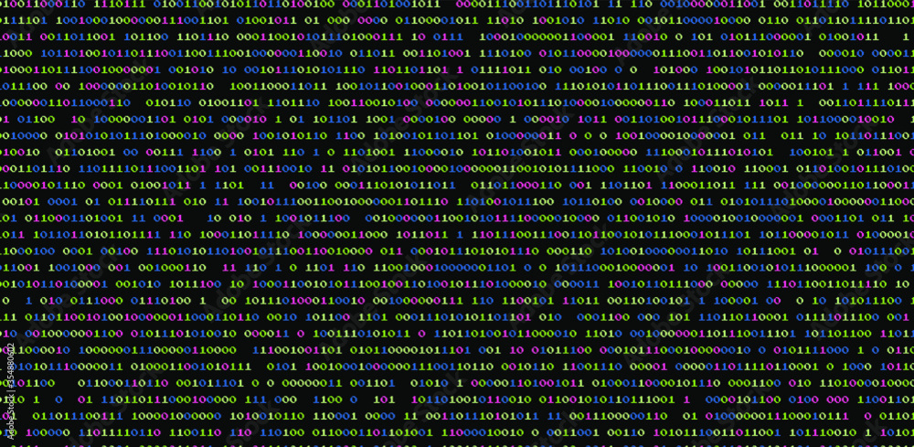 Fototapete Abstract futuristic background with binary code, cyberspace matrix with digits.