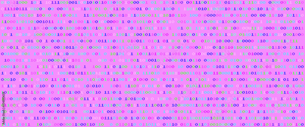 Poster Vaporwave and retrowave background with binary code in pastel colors. Retro 80's style.