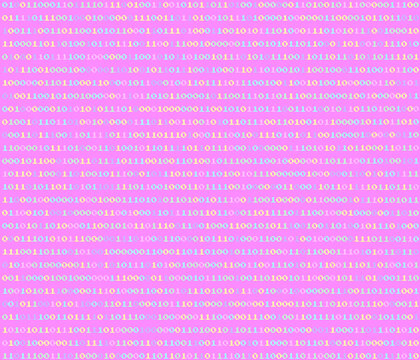 Vaporwave and retrowave background with binary code in pastel colors. Retro 80's style.