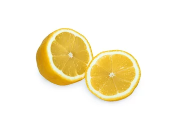 Foto op Plexiglas Lemon in a cut, yellow fruit on a white background, isolate, food, vitamin C © Tatiana Bobrova