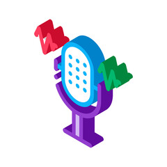 Microphone Waves Icon Vector. Isometric Microphone Waves sign. color isolated symbol illustration