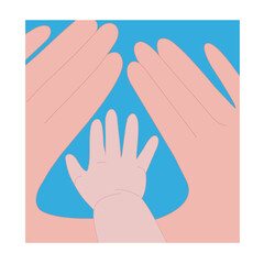 Parent and child hands icons showing family concept. Parental love, bond and close relationship. Vector illustration.