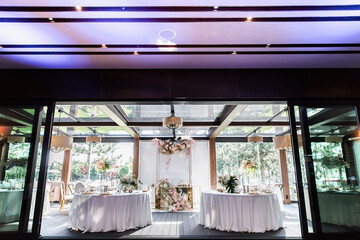Beautiful flower decoration of the wedding venue and ceremony, details