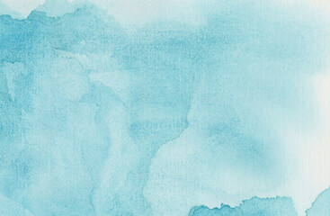 Smeared light sky blue shades frame, soft turquoise color watercolor illustration, creative...