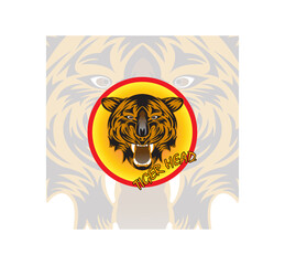 head of roaring tiger. Angry big cat. Front view