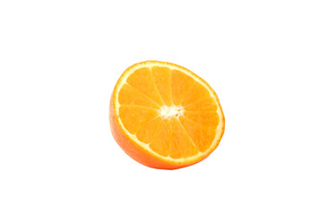 Sliced orange on a white, isolated background.
