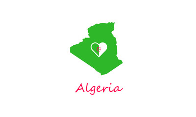 Algeria map love symbol heart country flag vector illustration 