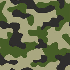 Camouflage texture seamless pattern. Abstract modern military camo endless ornament for fabric and fashion print. Vector illustration.