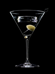 martini glass with olive