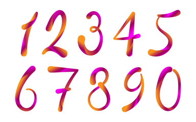 Arabic numerals set 1-10. Colored figures on a white background.