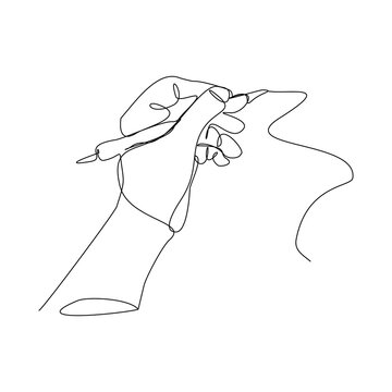 recommend clip art: Continuous line drawing of hand draw line with pen. Vector illustration