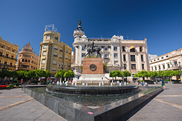 Panoramic view of the Plaza de las Tendillas in Cordoba, Spain.