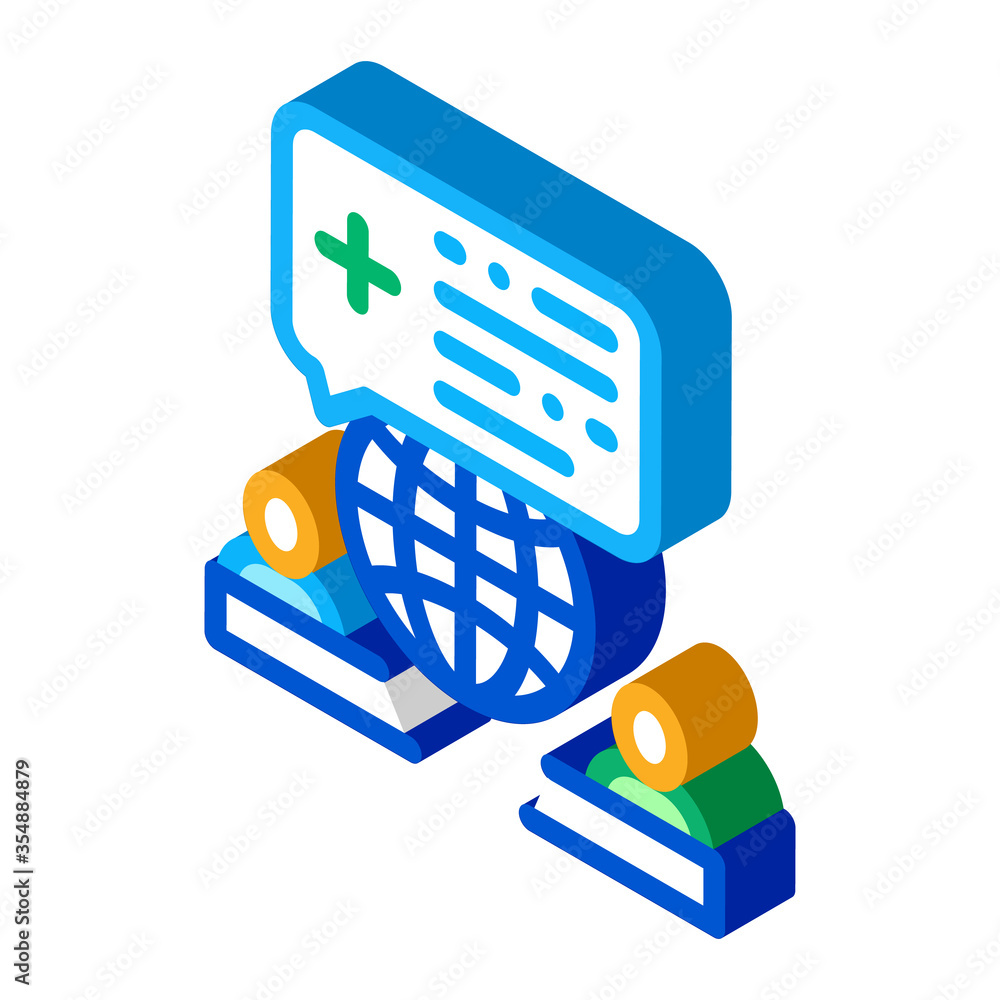 Sticker World Medical Aid Icon Vector. Isometric World Medical Aid sign. color isolated symbol illustration