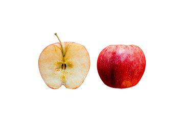 Sliced red apple on a white, isolated background.