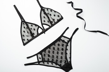 Top view fashion black lace lingerie.