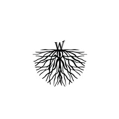 illustration of letter W on root logo vector