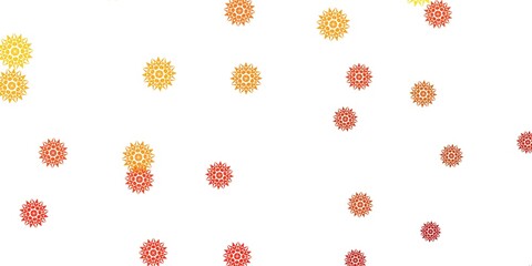 Light Yellow vector doodle pattern with flowers.