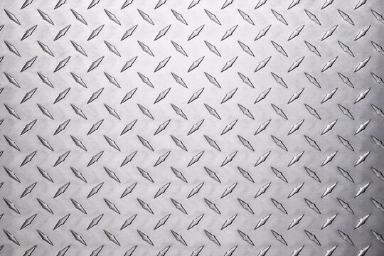 light aluminum plate background, silver metal with a diamond texture.