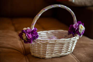 Fototapeta na wymiar wedding basket with flowers