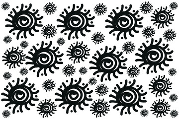 Seamless plants pattern with hand drawn plants and leaves.