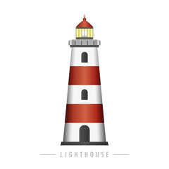 red and white lighthouse isolated vector illustration EPS10