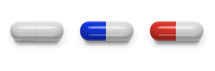 Vector realistic image of tablets (pills, vitamins) of oval shape. EPS 10.