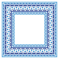 Ceramic tile border pattern. Islamic, indian, arabic motifs. Damask border seamless pattern. Porcelain ethnic bohemian background.