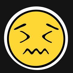 Confounded Face Doodle Emoji. Vector illustration