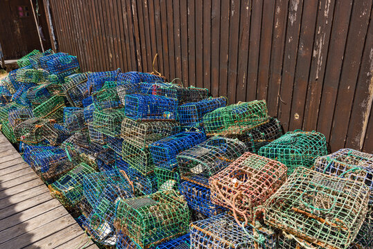 obster traps on the beach in Algarve