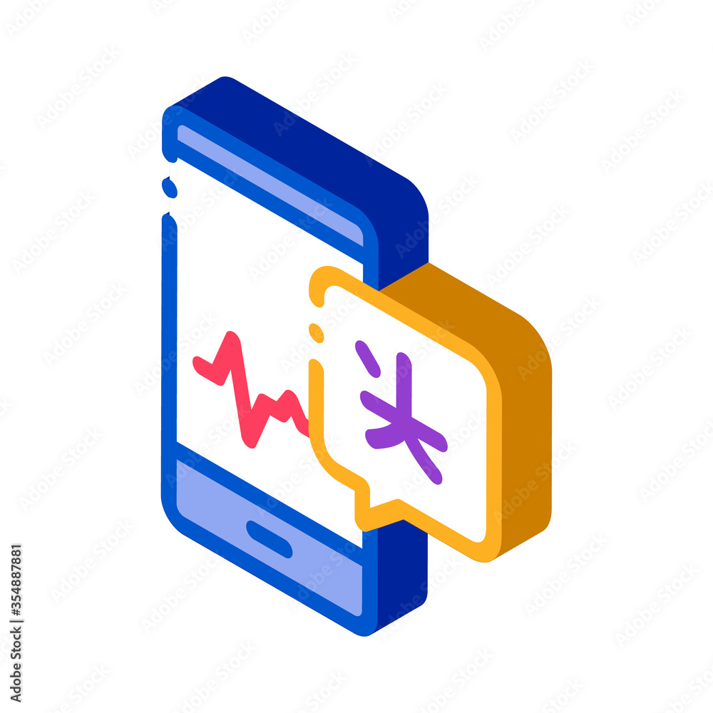 Poster voice wave on phone screen icon vector. isometric smartphone interpreter sound application for study