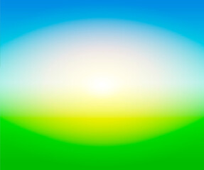 Blurry Farm Field gradient background with of green and blue with light glow for copy space.