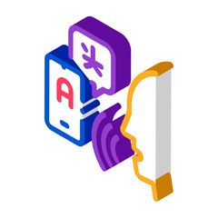 Voice Interpreter Translator Icon Vector. Isometric Human Speaking And Smartphone Interpreter Translate sign. color isolated symbol illustration