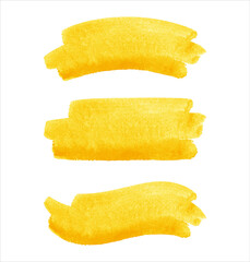 Honey amber yellow watercolor vector brush strokes, smears, smudges set. Uneven artistic edges, rectangle banner shape template. Watercolour text frame, painted sunny background, design element. 