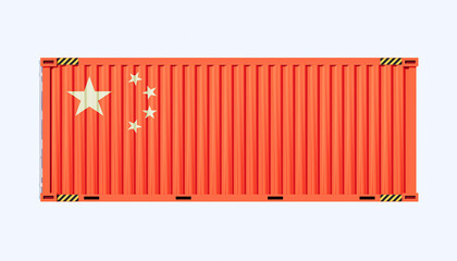 3d rendering of cargo container and  China trade concept design.