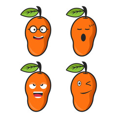 vector illustration fruit expression face flat design icon mascot