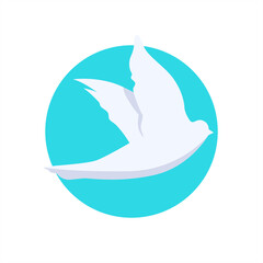 Dove Bird Flying Icon Round Background