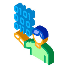 Human Binary Code Icon Vector. Isometric Human Binary Code sign. color isolated symbol illustration