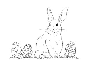 graphic easter rabbit with eggs