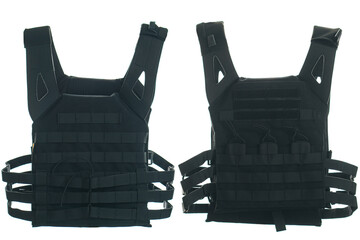 Bulletproof vest isolated on white background. back and front