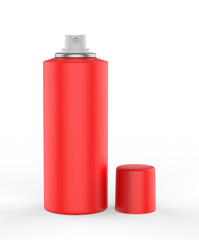 Blank flat shoulder aluminum deodorant spray can for branding and mock up. 3d render illustration.