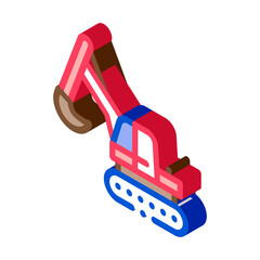 Excavator Machine Icon Vector. Isometric Excavator Machine sign. color isolated symbol illustration