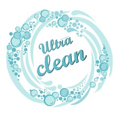 Ultra clean. Soap design product. Soap wash background. Laundry detergent package design. Toilet or bathroom tub cleanser. Washing machine soap powder. Packaging template. Antibacterial soap. 