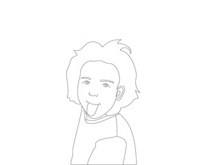 Little boy showing tongue. Cartoon  illustration doodle character sketch outline line hand illustrations, line art, concept hand drawing, flat. Children's emotions