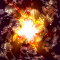 magic burst with stars and music notes